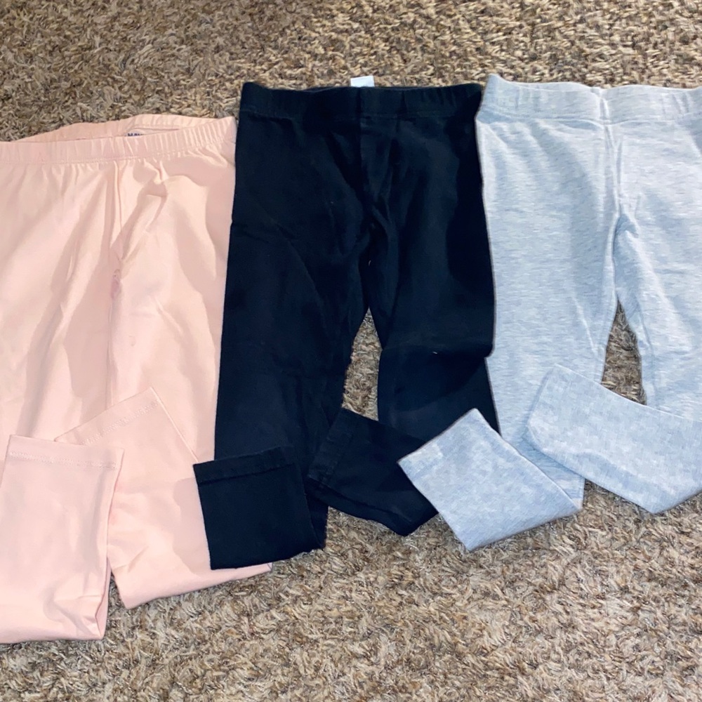 Old Navy Kids' Leggings Trio - Peach, Black, Light Gray